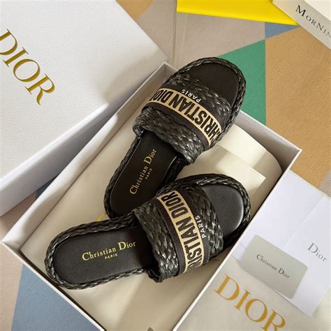 dior raffia slides